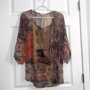 Laura Ashley Paisley Sheer Boho Top